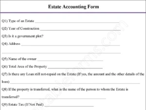 Estate Accounting Fillable PDF Form