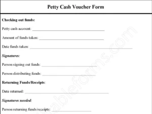 Petty Cash Voucher Fillable PDF Form