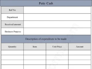 Petty Cash Fillable PDF Form