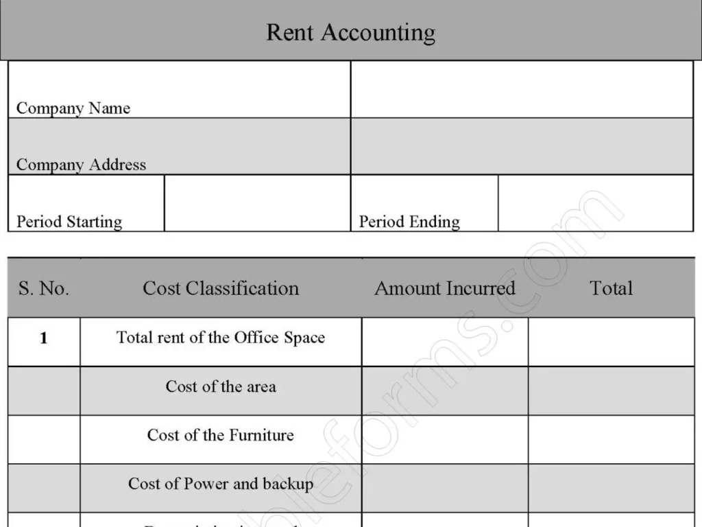 Rent Accounting Fillable PDF Form