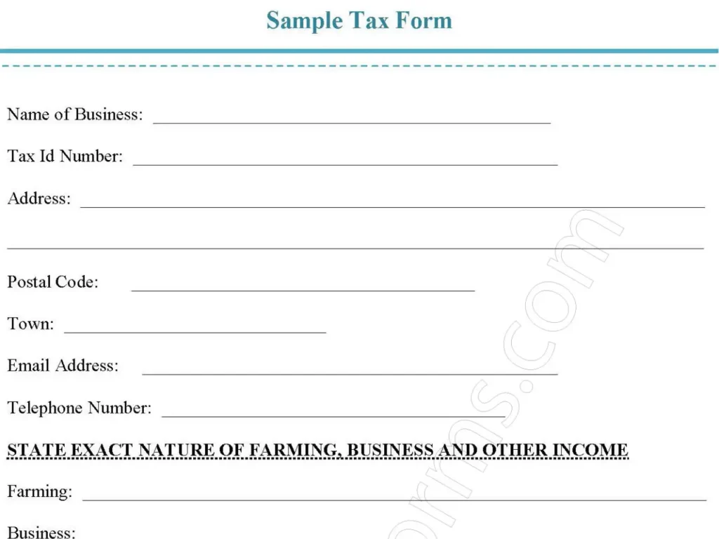 Sample Tax Fillable PDF Form