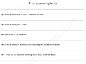 Trust Accounting Fillable PDF Form