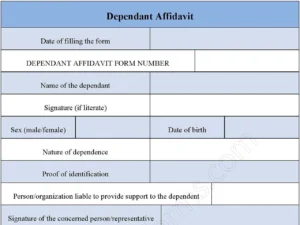 Dependant Affidavit Form