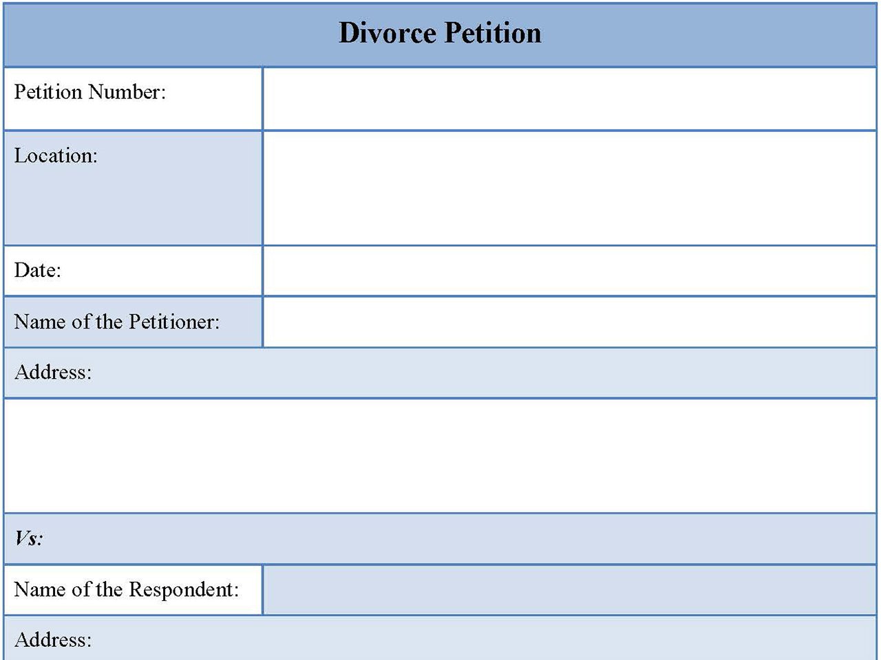 Divorce Petition Form
