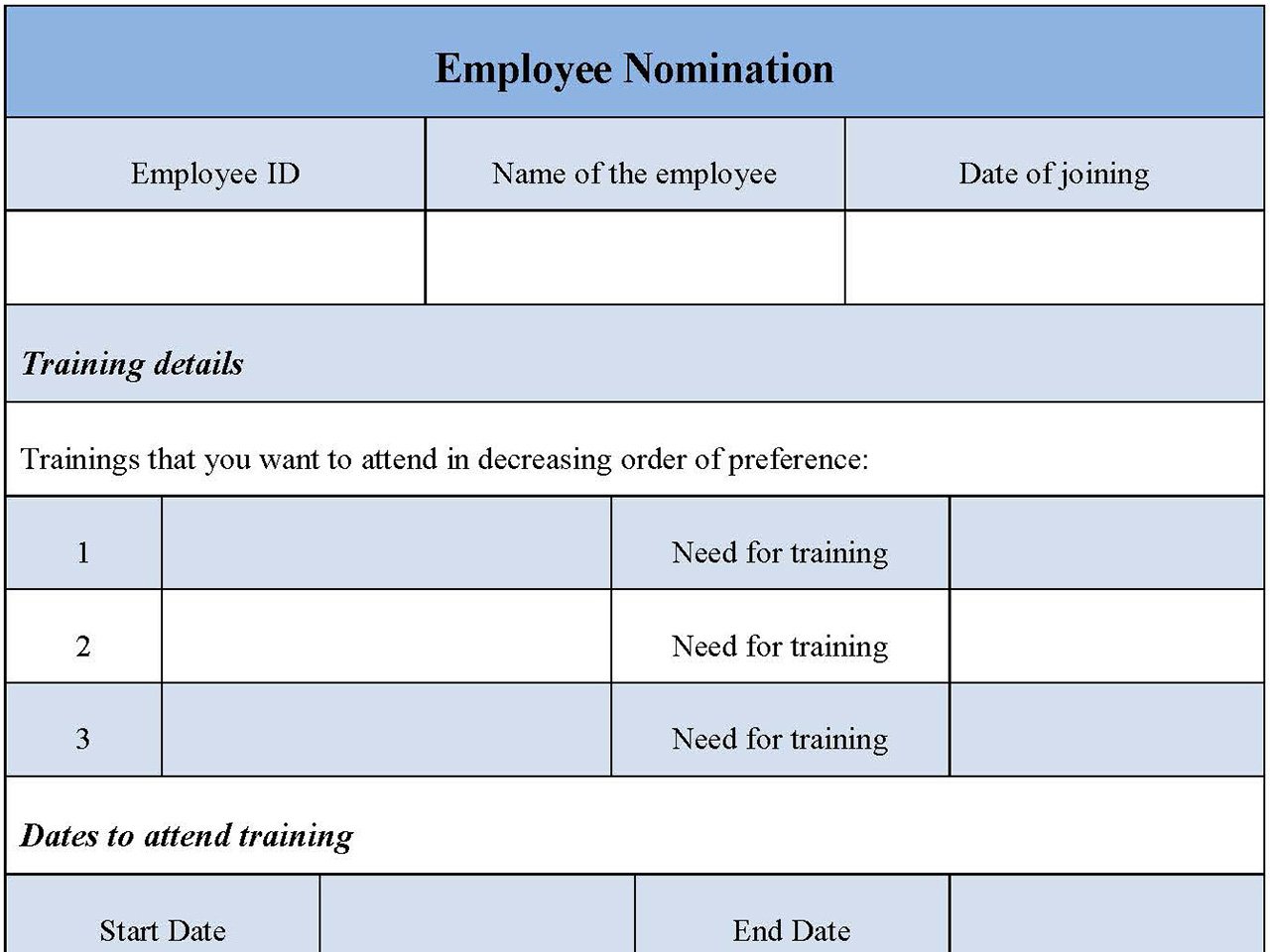 Employee Nomination Form