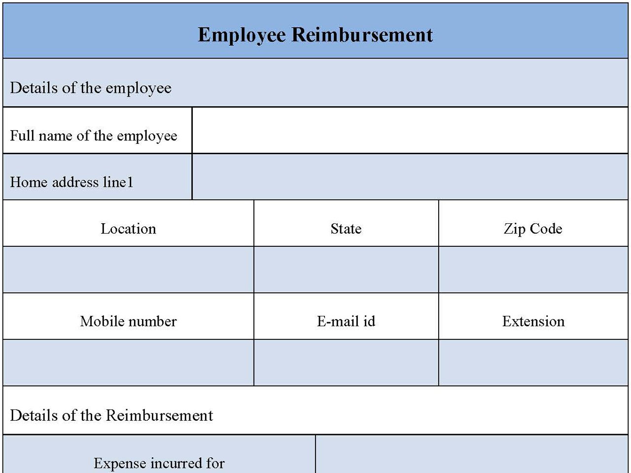 Employee Reimbursement Form