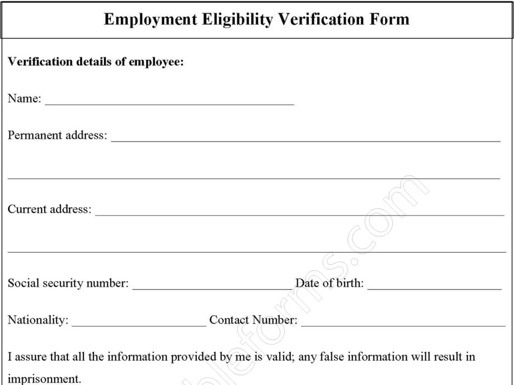 Employment Eligibility Verification Template