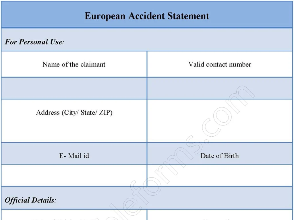 European Accident Statement Form Featured