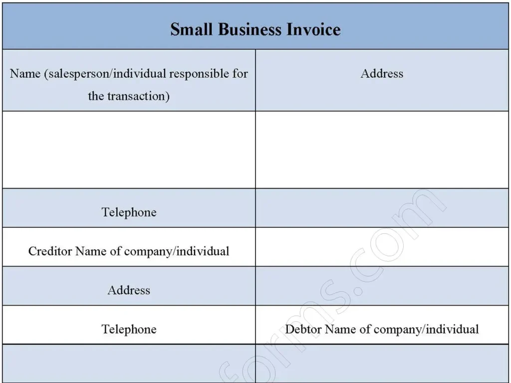 Small Business Invoice fillable PDF Form