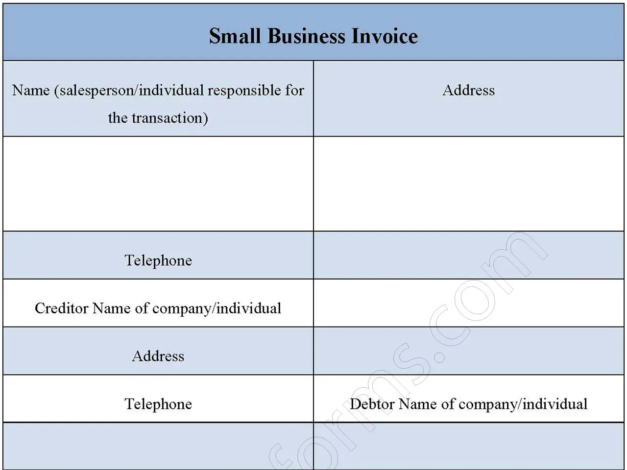 Small Business Invoice fillable PDF Form