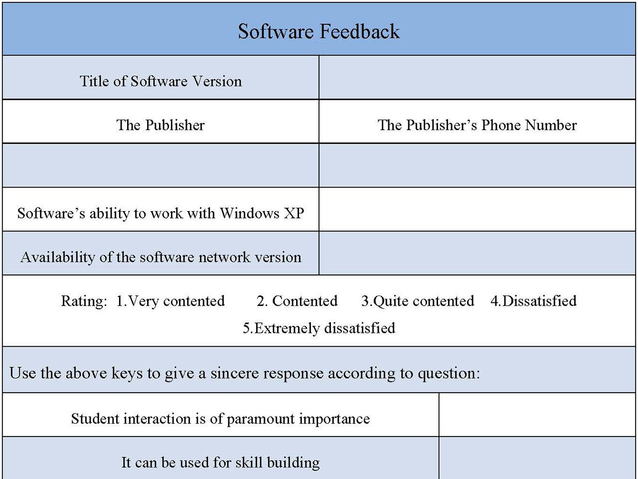 Software Feedback Form