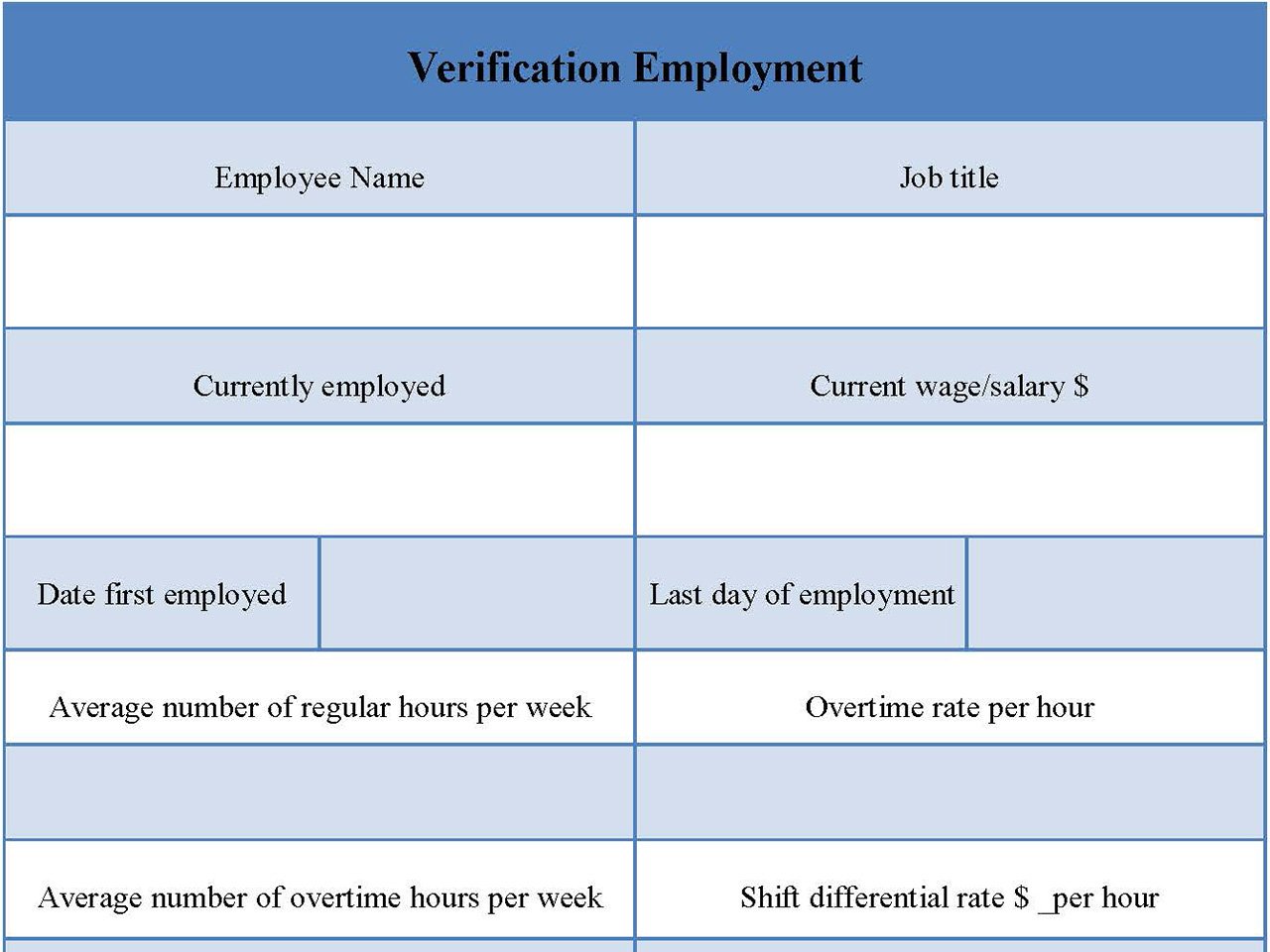 Verification Employment Form