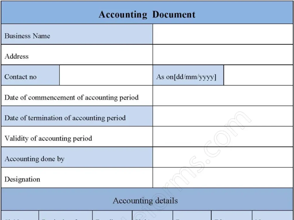 Free Accounting Fillable PDF Form