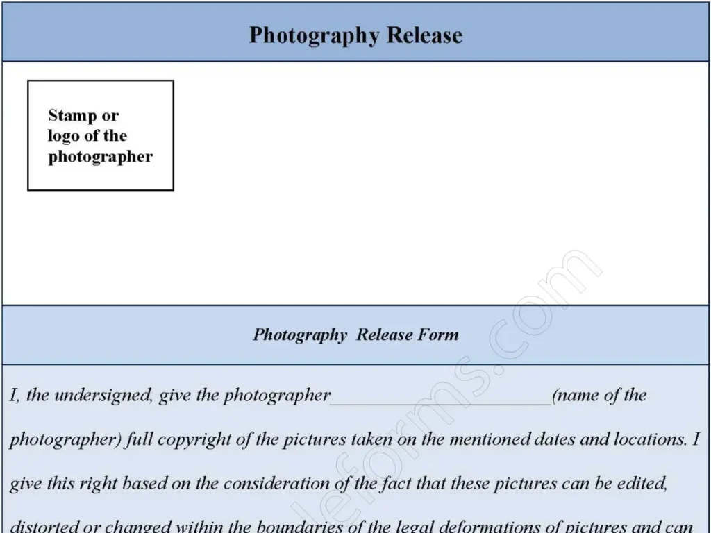 Photography Release Fillable PDF Form