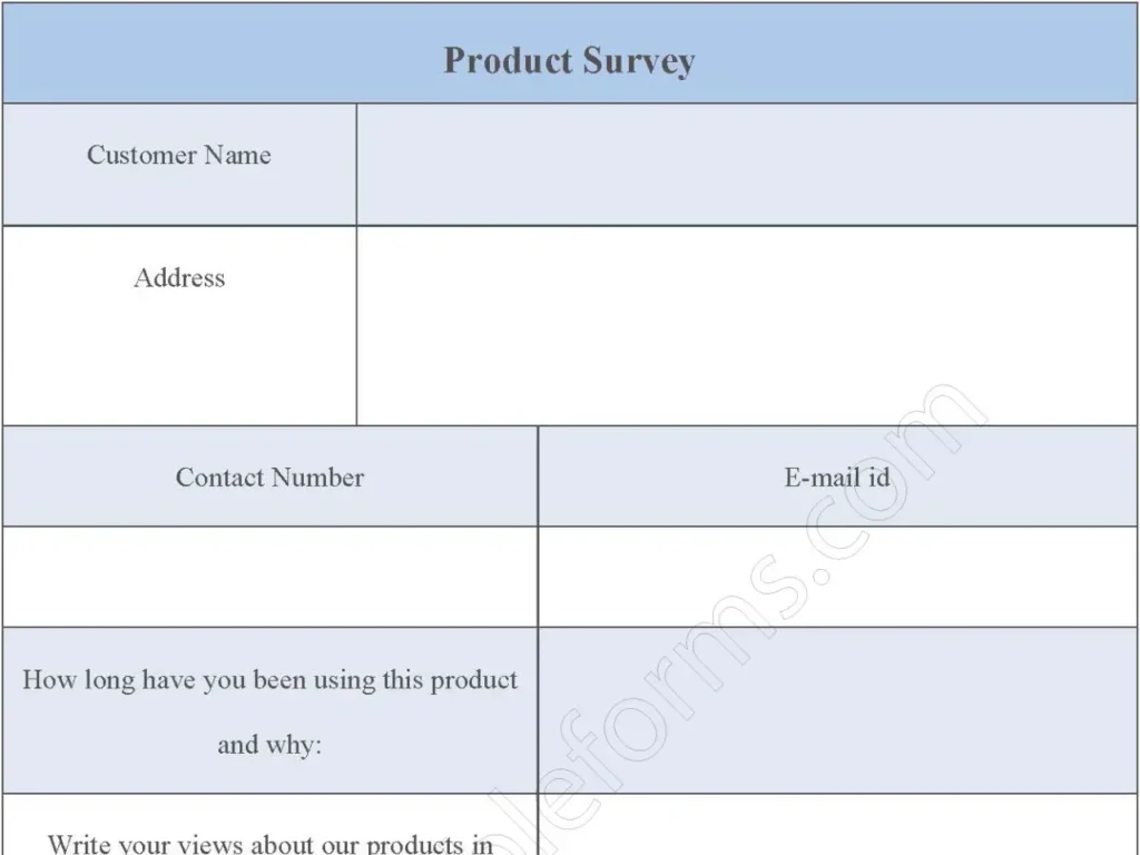 Product survey Fillable PDF Form