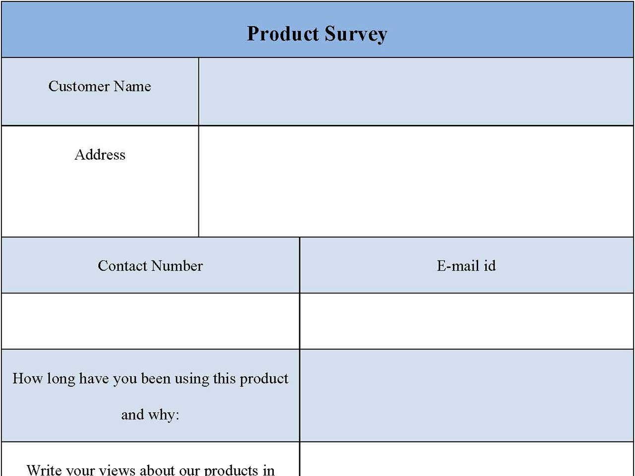 Product survey form | Editable PDF Forms