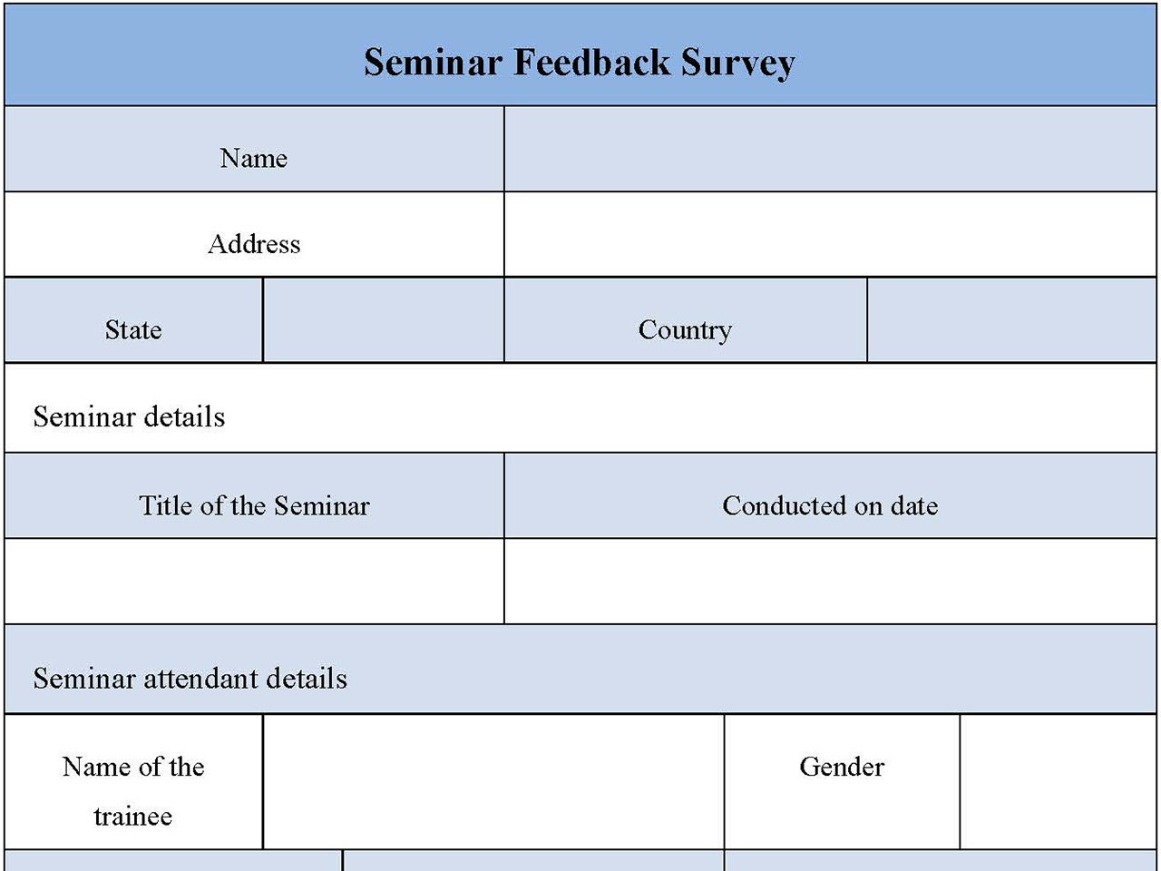 Seminar Feedback Survey Form