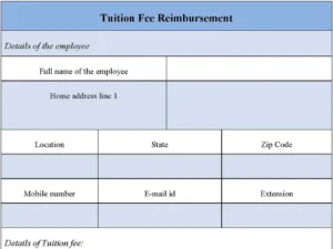 Tuition Fee Reimbursement Fillable PDF Template