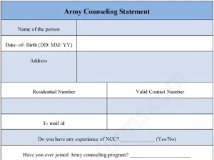 Army counselling statement Fillable PDF Form