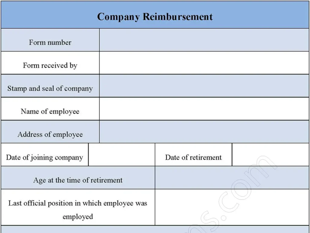 Company Reimbursement Fillable PDF Form