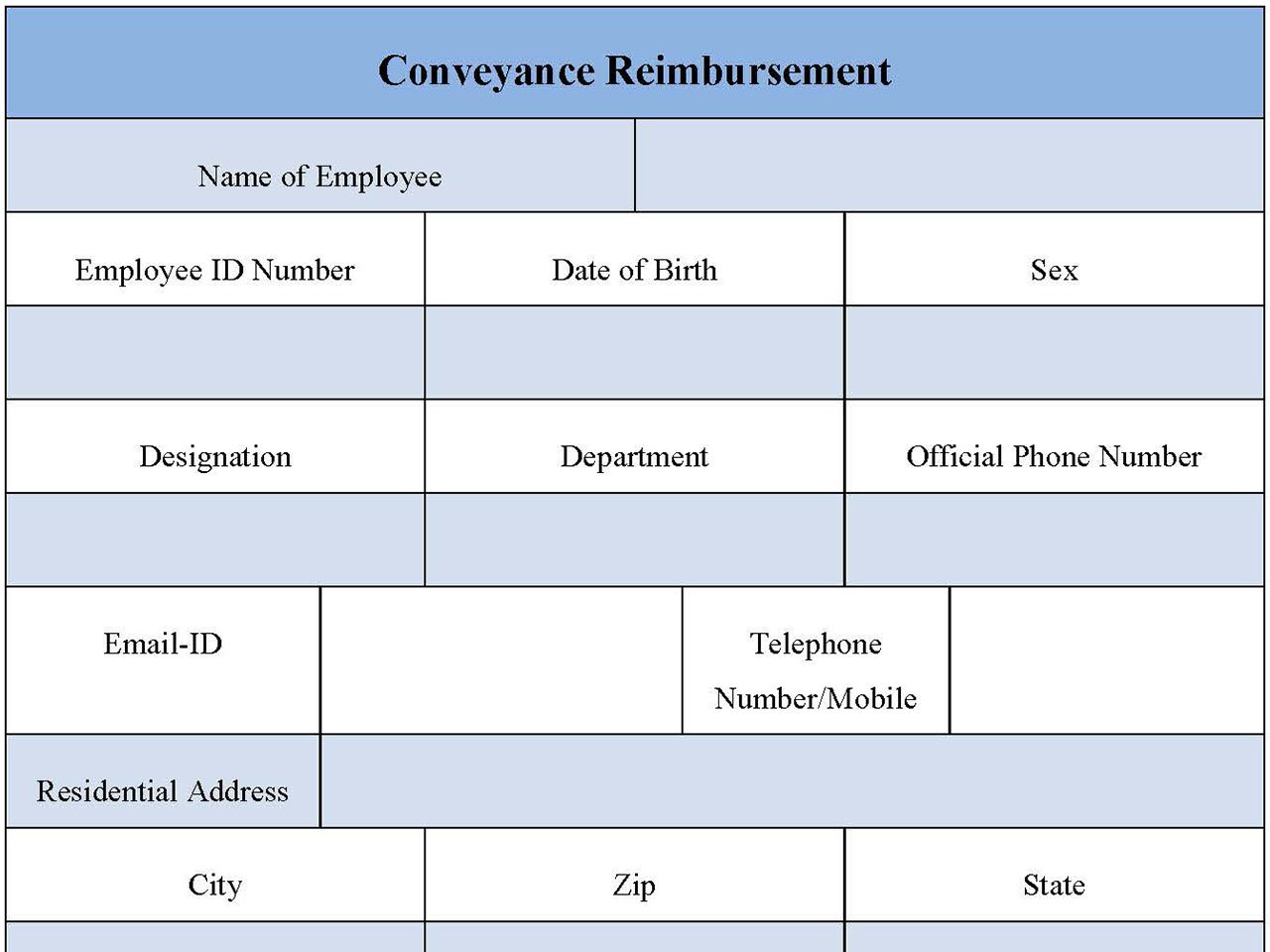 Conveyance Reimbursement Form