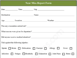 Near Miss Report Fillable PDF Form