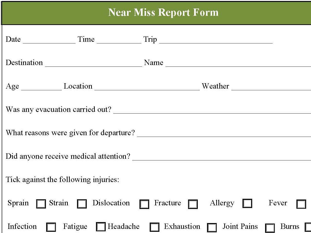 Near Miss Report Form