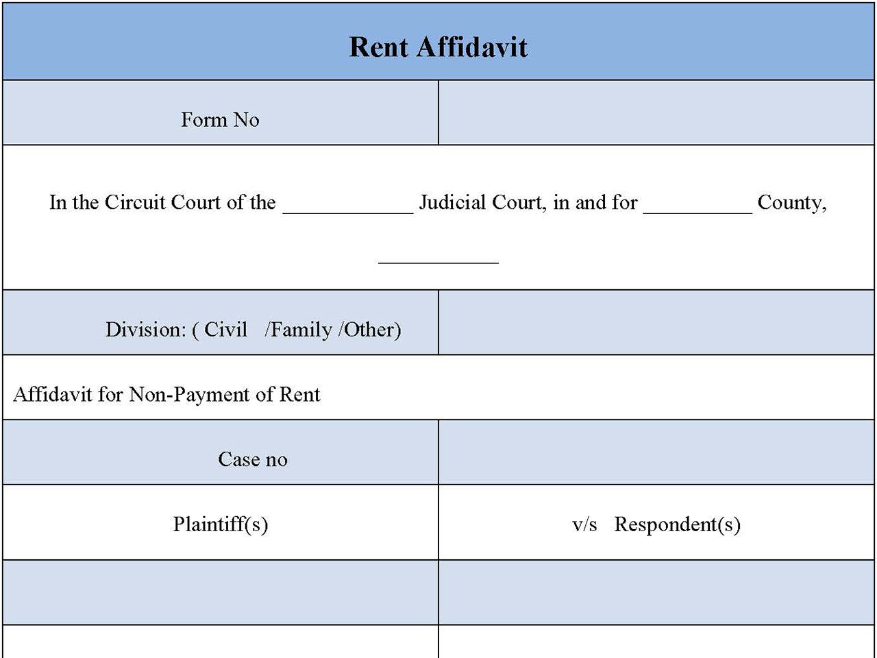 Rent Affidavit Form | Editable PDF Forms