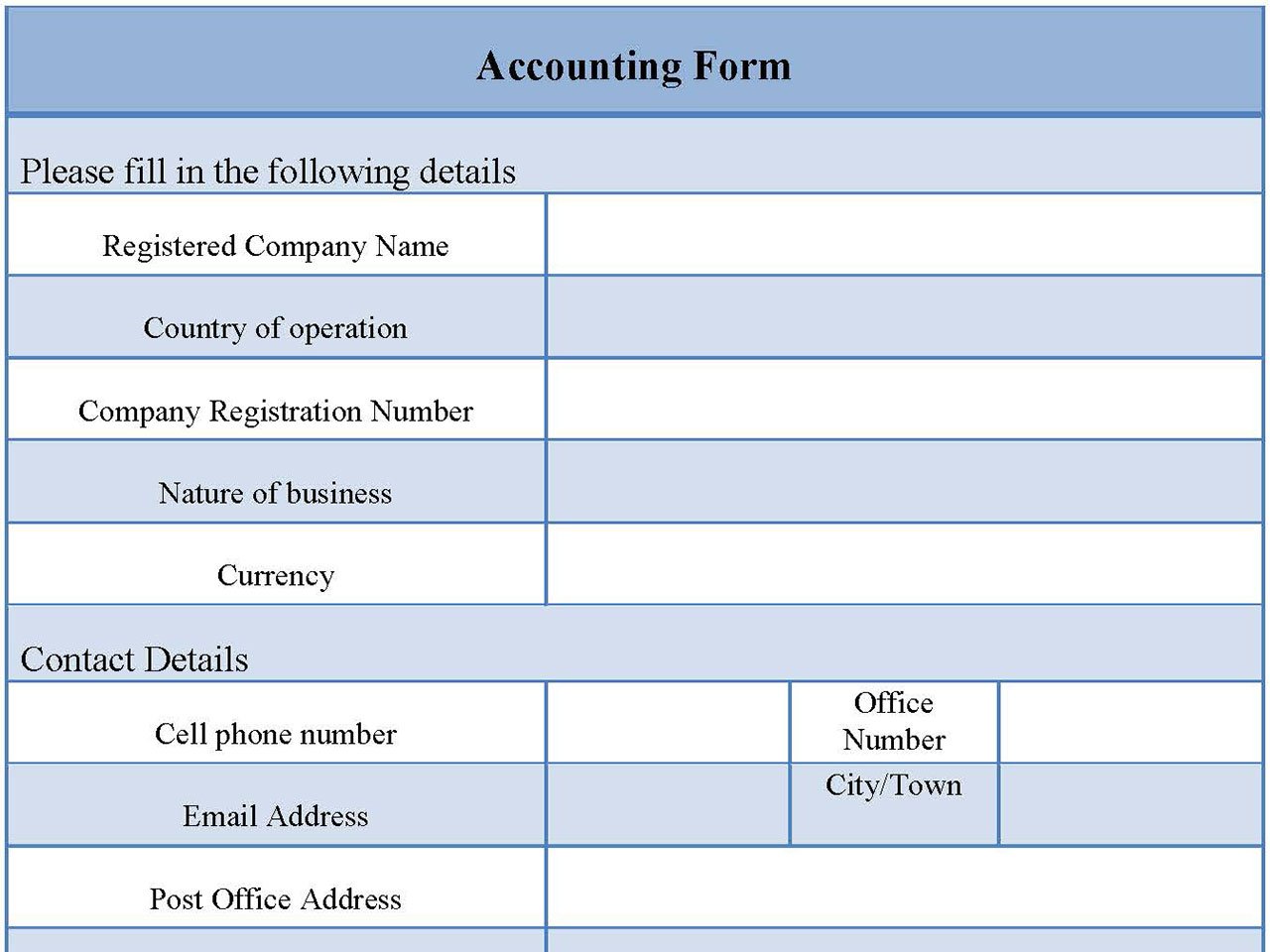Sample Accounting Form