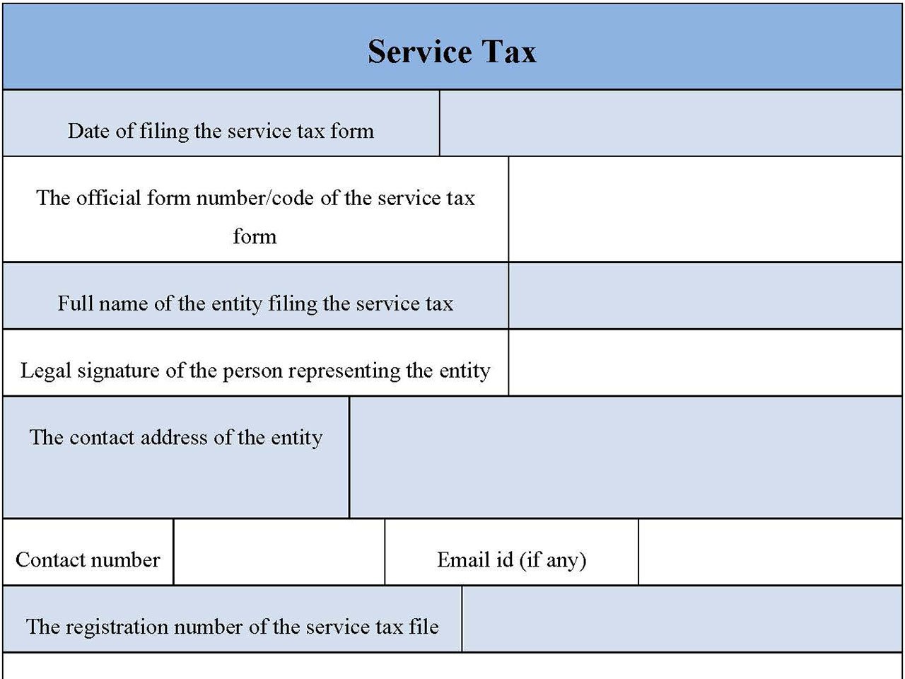 Service Tax Form Editable PDF Forms