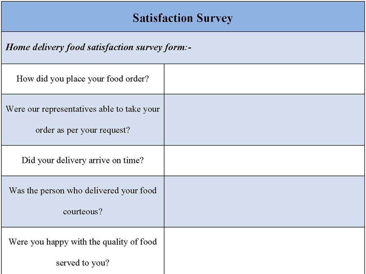 satisfaction survey form