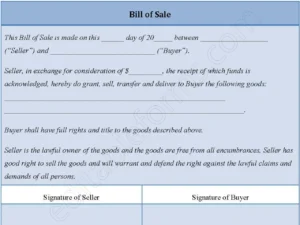 Blank Bill of Sale Fillable PDF Form