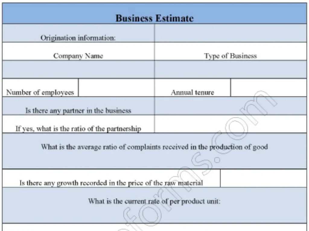 Business Estimate Fillable PDF Form