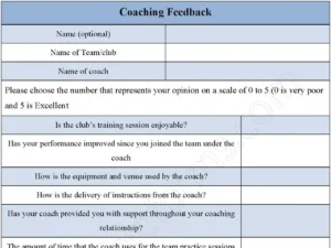 Coaching Feedback Fillable PDF Form