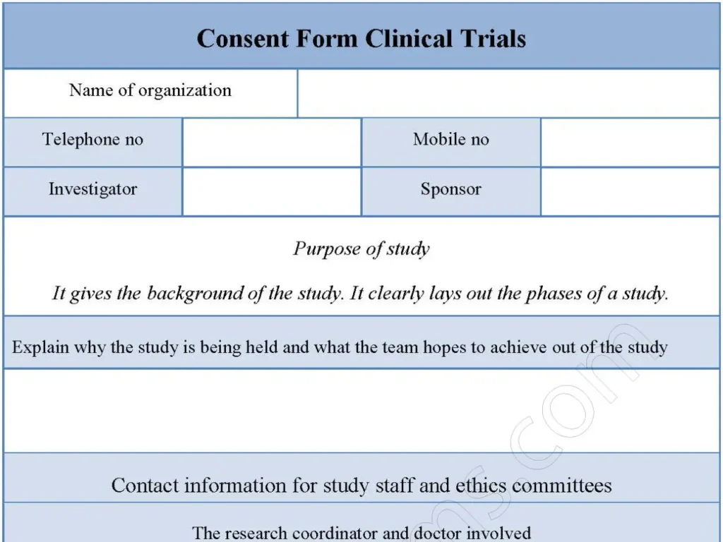 Consent Form Clinical Trials