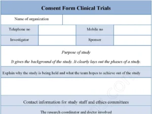 Consent Form Clinical Trials