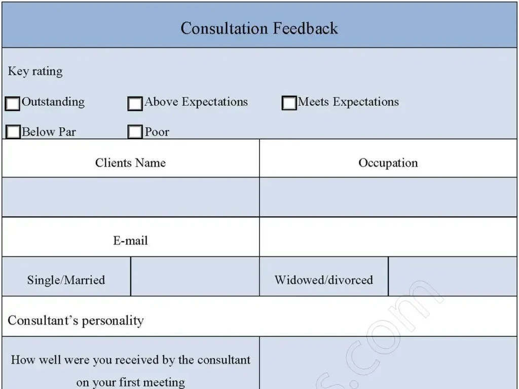 Consultation Feedback Fillable PDF Form