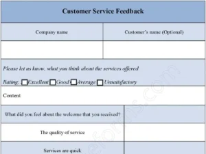 Customer Service Feedback Fillable PDF Form