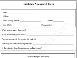 Disability Assessment Fillable PDF Form