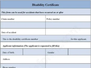 Disability Certificate Fillable PDF Form