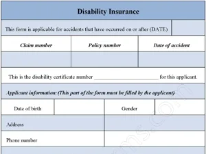 Disability Insurance Fillable PDF Form