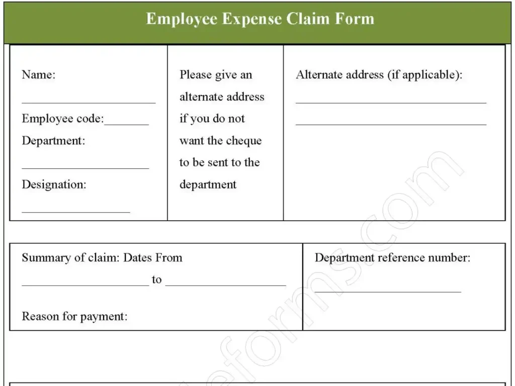 Employee Expense Claim Fillable PDF Form