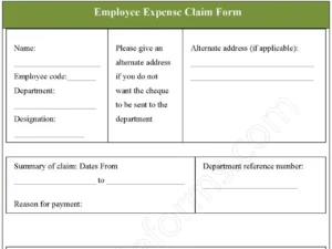 Employee Expense Claim Fillable PDF Form