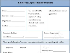 Employee Expense Reimbursement Fillable PDF Form