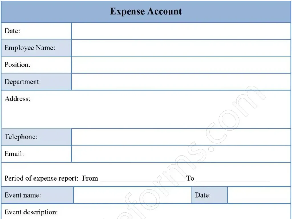 Expense Account Fillable PDF Form