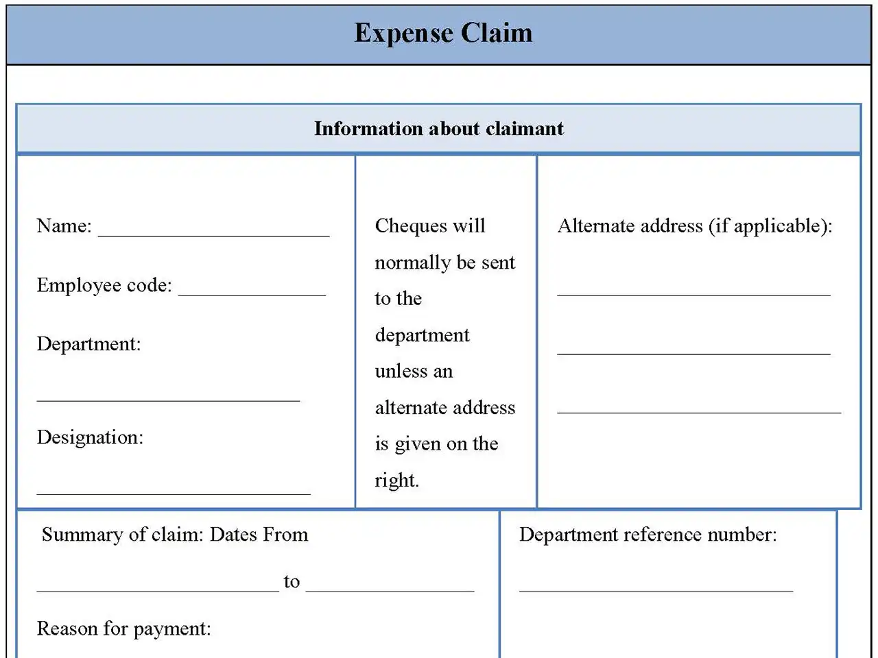 Expense Claim Form