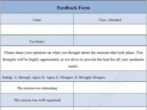 Feedback Fillable PDF Form Template