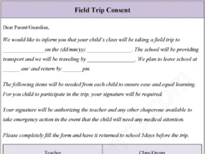 Field Trip Consent Form