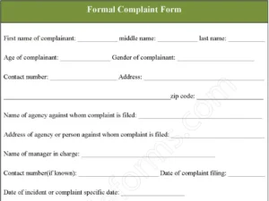 Formal Complaint Fillable PDF Form