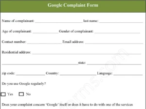 Google Complaint Fillable PDF Form